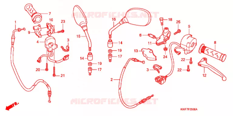 LEVIER DE GUIDON - CABLE - COMMODO Honda MOTO 125 CBF 2012  CBF125MB
