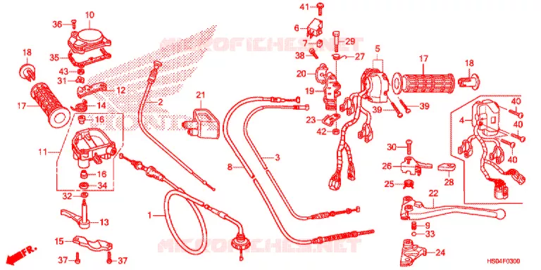LEVIER DE GUIDON - CABLE - COMMODO Honda ATV 250 FOURTRAX 2018  TRX250TMJ