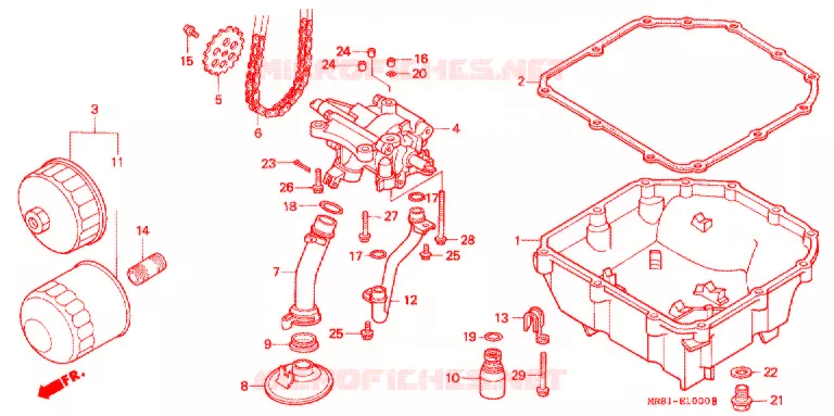 FILTRE A HUILE - CARTER D'HUILE - POMPE A HUILE Honda MOTO 400 VFR 1990  VFR400R3L