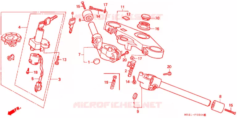 GUIDON - TE DE FOURCHE Honda MOTO 400 VFR 1991  VFR400R3L