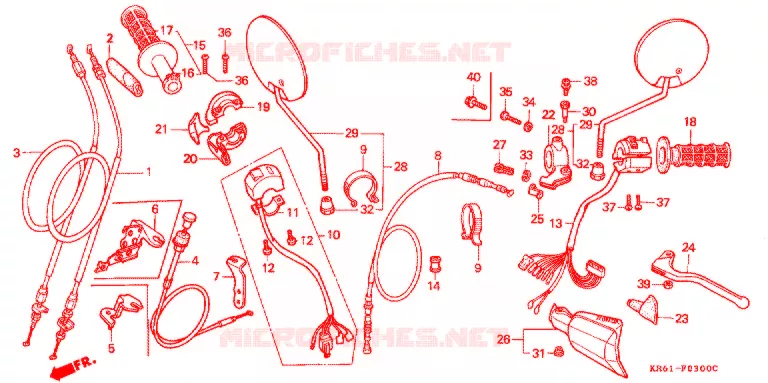 LEVIER DE GUIDON - CABLE - COMMODO Honda MOTO 250 XL 1990  XLR250R3L
