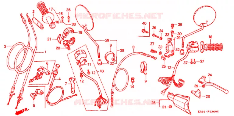 LEVIER DE GUIDON - CABLE - COMMODO Honda MOTO 250 XL 1994  XLR250R3R