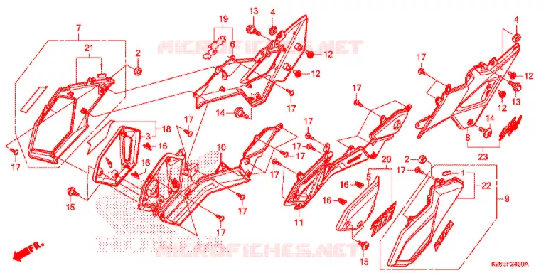 COUVERCLES LATERAUX Honda MOTO 125 MSX 2019  MSX125AJ