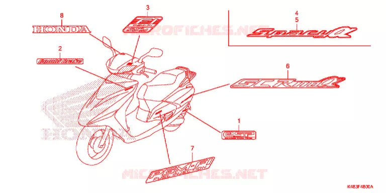 AUTOCOLLANTS Honda SCOOTER 110 SPACY 2018  SCR1105WHJ