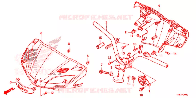 GUIDON - CARENAGE Honda SCOOTER 110 SPACY 2018  SCR1105WHJ