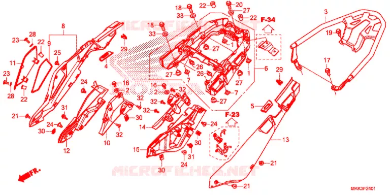 COUVERCLE LATERAL - PORTE BAGAGE ARRIERE (CRF1000A2/AL2/D2/DL2) Honda MOTO 1000 AFRICA-TWIN 2018  CRF1000A2J