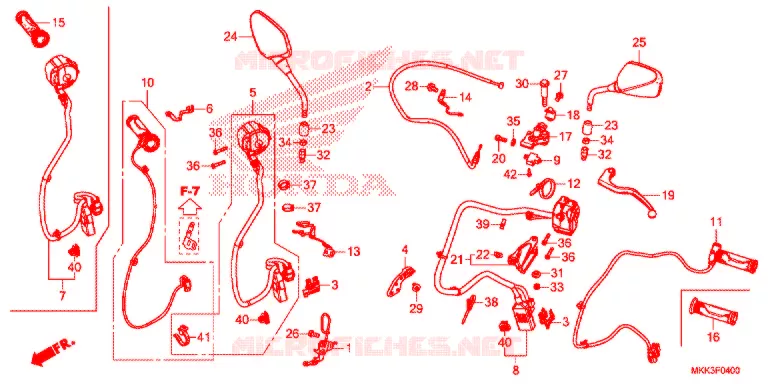 LEVIER DE GUIDON - CABLE - COMMODO (CRF1000A/A2/AL/AL2) Honda MOTO 1000 AFRICA-TWIN 2018  CRF1000AJ