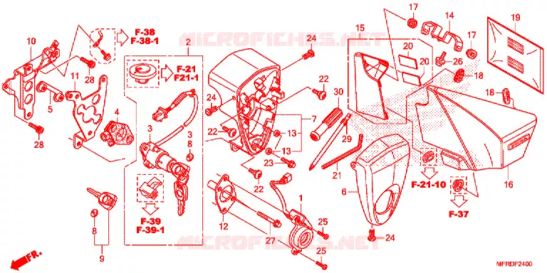 COUVERCLE LATERAL - OUTILS - CONTACTEUR A CLES Honda MOTO 1300 VT 2017  VT1300CXAH