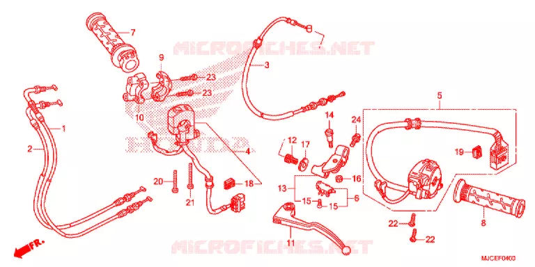 LEVIER DE GUIDON - CABLE - COMMODO Honda MOTO 600 CBR 2017  CBR600RRH