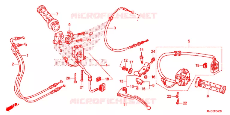 LEVIER DE GUIDON - CABLE - COMMODO Honda MOTO 600 CBR 2017  CBR600RRH