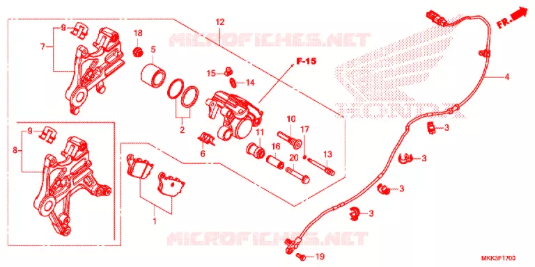 ETRIER DE FREIN ARRIERE Honda MOTO 1000 AFRICA-TWIN 2018  CRF1000ALJ