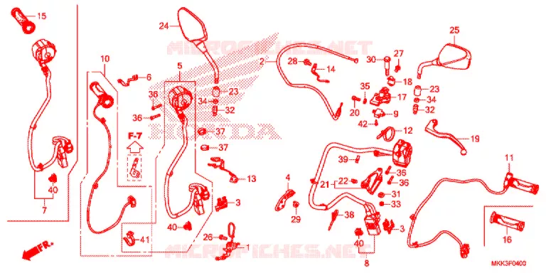 LEVIER DE GUIDON - CABLE - COMMODO (CRF1000A/A2/AL/AL2) Honda MOTO 1000 AFRICA-TWIN 2018  CRF1000AL2J