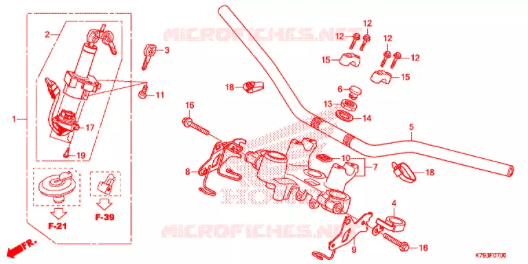 GUIDON - TE DE FOURCHE (XR190L) Honda MOTO 190 XR 2018  XR190LH