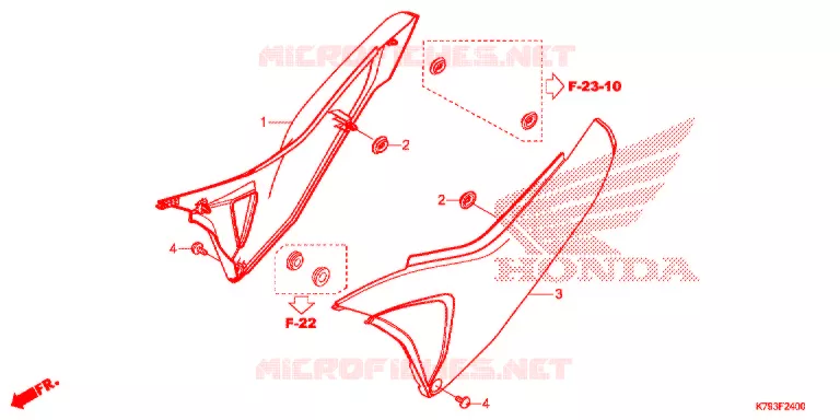 COUVERCLES LATERAUX Honda MOTO 190 XR 2017  XR190LH