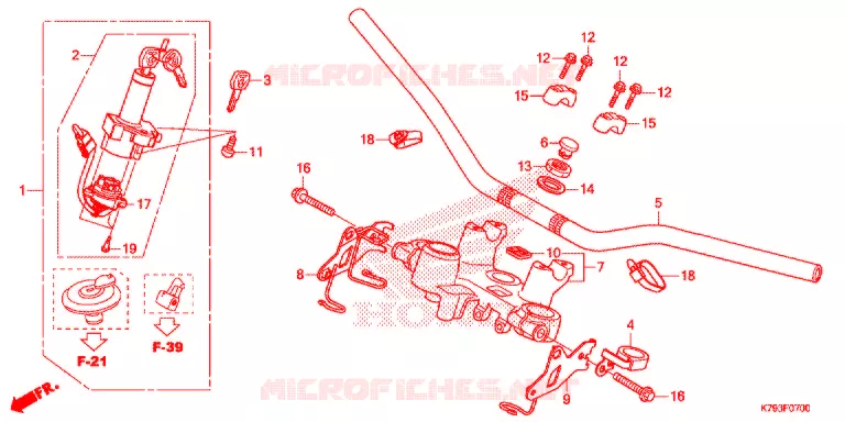 GUIDON - TE DE FOURCHE (XR190L) Honda MOTO 190 XR 2018  XR190LH