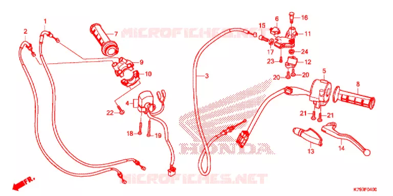 LEVIER DE GUIDON - CABLE - COMMODO Honda MOTO 190 XR 2024  XR190LH