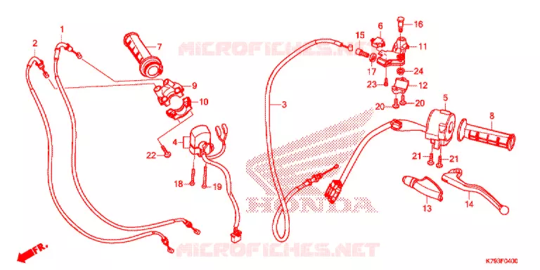 LEVIER DE GUIDON - CABLE - COMMODO Honda MOTO 190 XR 2017  XR190CTH