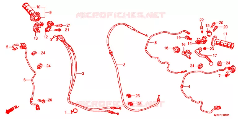 LEVIER DE GUIDON - CABLE - COMMODO (CRF450RJ/RXJ) Honda MOTO 450 CRF 2018  CRF450RJ