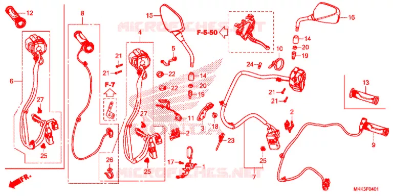 COMMODO - LEVIER - CABLE (CRF1000D/D2/DL/DL2) Honda MOTO 1000 AFRICA-TWIN 2018  CRF1000D2J