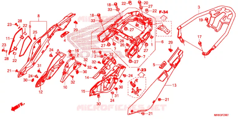 COUVERCLE LATERAL - PORTE BAGAGE ARRIERE (CRF1000A2/AL2/D2/DL2) Honda MOTO 1000 AFRICA-TWIN 2018  CRF1000D2J