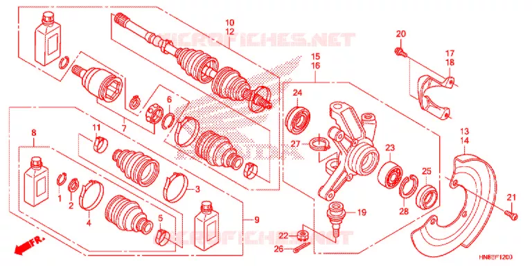 ARBRE DE ROUE AVANT Honda ATV 680 FOURTRAX 2018  TRX680FAJ