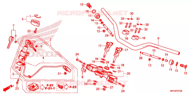 GUIDON - TE DE FOURCHE Honda MOTO 1000 AFRICA-TWIN 2018  CRF1000AJ
