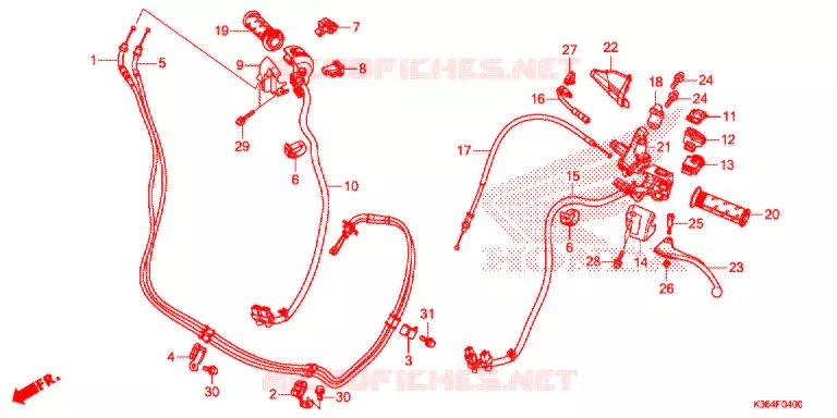 LEVIER DE GUIDON - CABLE - COMMODO Honda SCOOTER 150 PCX 2018  WW150J_A