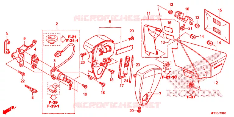 COUVERCLE LATERAL - OUTILS - CONTACTEUR A CLES Honda MOTO 1300 VT 2018  VT1300CXAJ