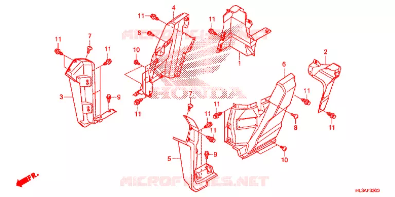 COUVERCLES LATERAUX Honda ATV 700 PIONEER 2018  SXS700M4DJ