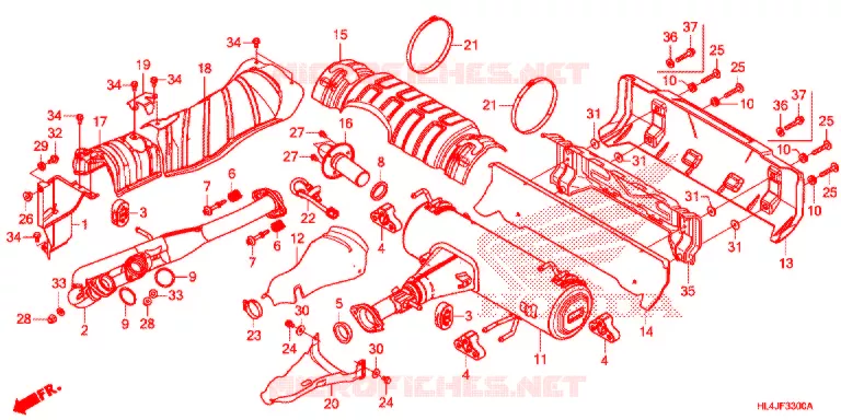 SILENCIEUX D'ECHAPPEMENT Honda ATV 1000 PIONEER 2018  SXS1000M5PJ
