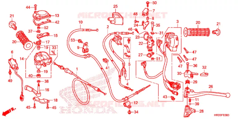 COMMODO - LEVIER - CABLE Honda ATV 420 FOURTRAX 2018  TRX420FM1J
