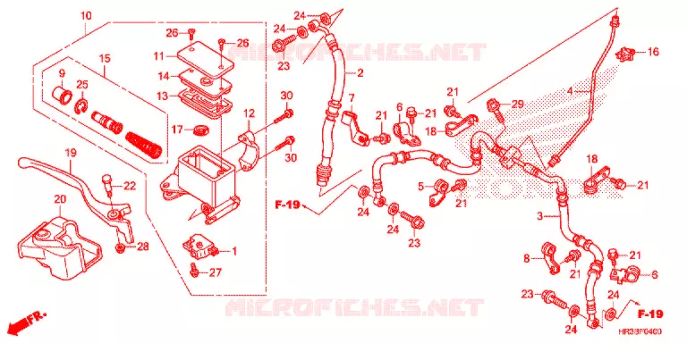 MAITRE CYLINDRE DE FREIN AVANT Honda ATV 420 FOURTRAX 2018  TRX420FM1J