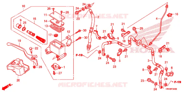 MAITRE CYLINDRE DE FREIN AVANT Honda ATV 500 FOURTRAX 2018  TRX500FM2J