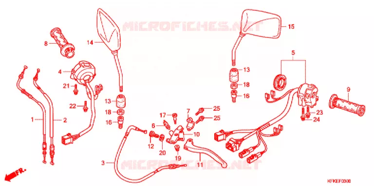 LEVIER DE GUIDON - CABLE - COMMODO Honda MOTO 250 VTR 2009  VTR2509
