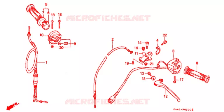 LEVIER DE GUIDON - CABLE - COMMODO Honda MOTO 50 NS1 1994  NSB50R