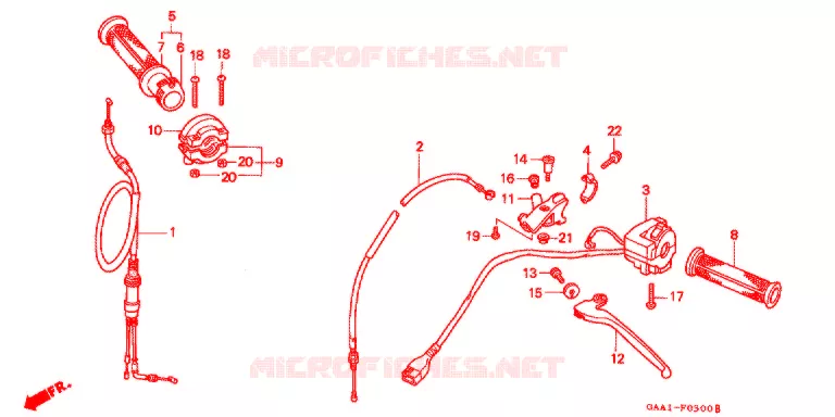 LEVIER DE GUIDON - CABLE - COMMODO Honda MOTO 50 NS1 1995  NSB50S