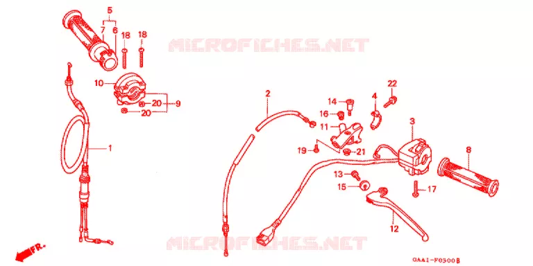 LEVIER DE GUIDON - CABLE - COMMODO Honda MOTO 50 NS1 1995  NSB50S