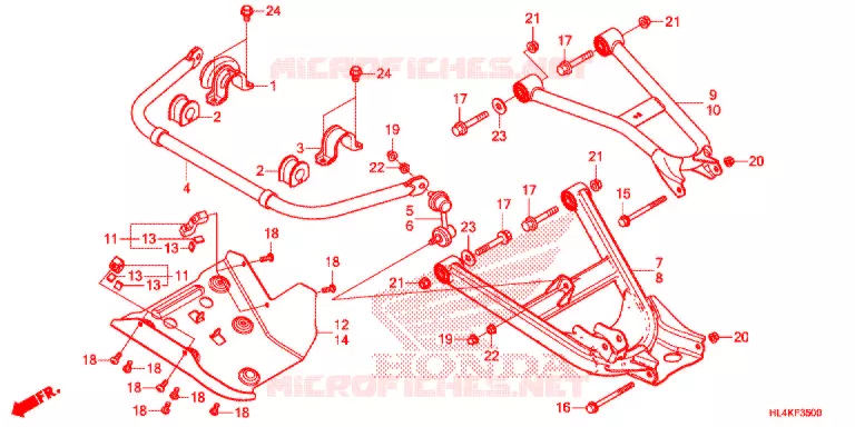 TRIANGLES - BARRE ANTI ROULIS Honda ATV 1000 PIONEER 2019  SXS1000M3PK