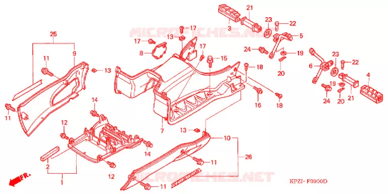 PLANCHER - REPOSE PIED Honda SCOOTER 125 DYLAN 2003  SES1253