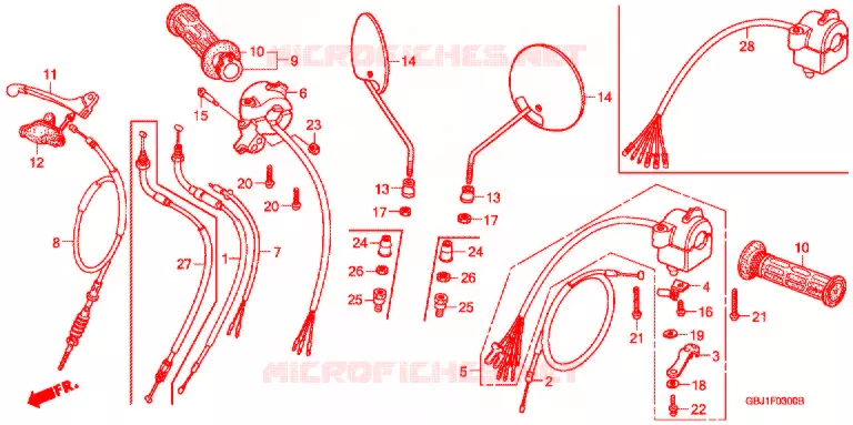 LEVIER DE GUIDON - CABLE - COMMODO Honda SCOOTER 50 C50 2006  C50BN5
