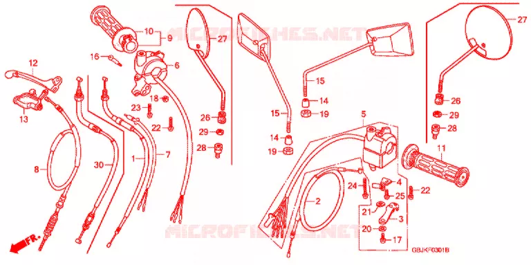 LEVIER DE GUIDON - CABLE - COMMODO (C50CM) Honda SCOOTER 50 C50 2006  C50CM5