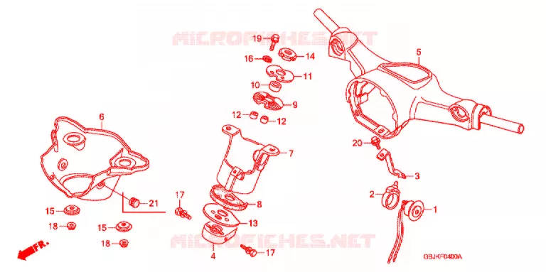 GUIDON - CARENAGE (C50D/S/ST) Honda SCOOTER 50 C50 2006  C50ST5