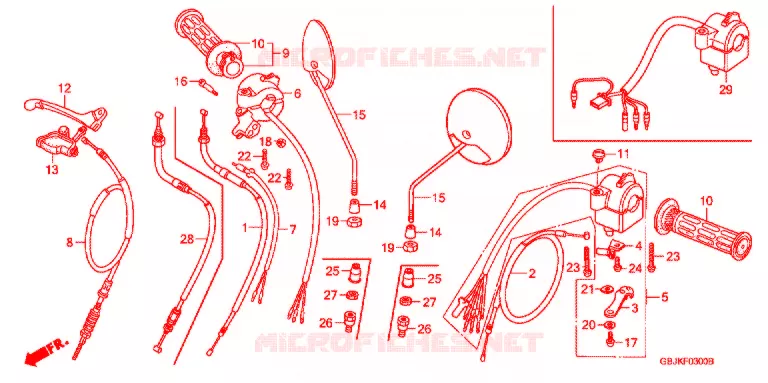LEVIER DE GUIDON - CABLE - COMMODO (C50D/S/ST) Honda SCOOTER 50 C50 2006  C50ST5
