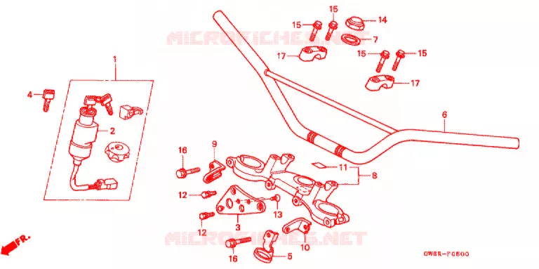 GUIDON - TE DE FOURCHE Honda MOTO 50 CRM 1995  CRM50R