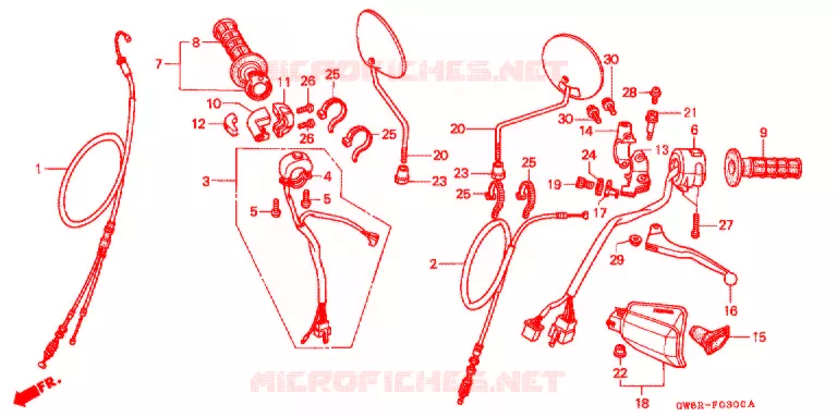 LEVIER DE GUIDON - CABLE - COMMODO Honda MOTO 80 CRM 1996  CRM80R