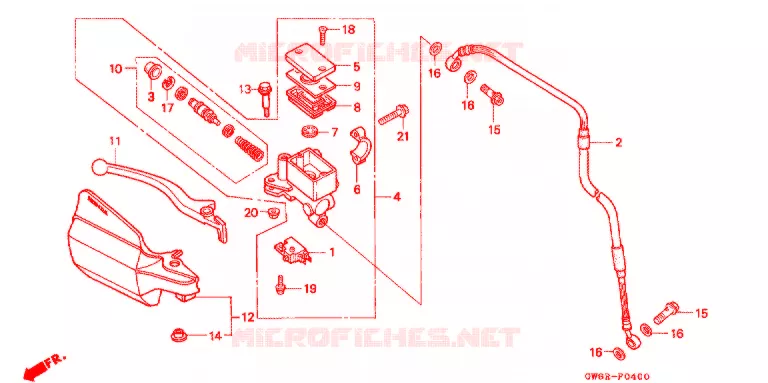 MAITRE CYLINDRE DE FREIN AVANT Honda MOTO 80 CRM 1996  CRM80R