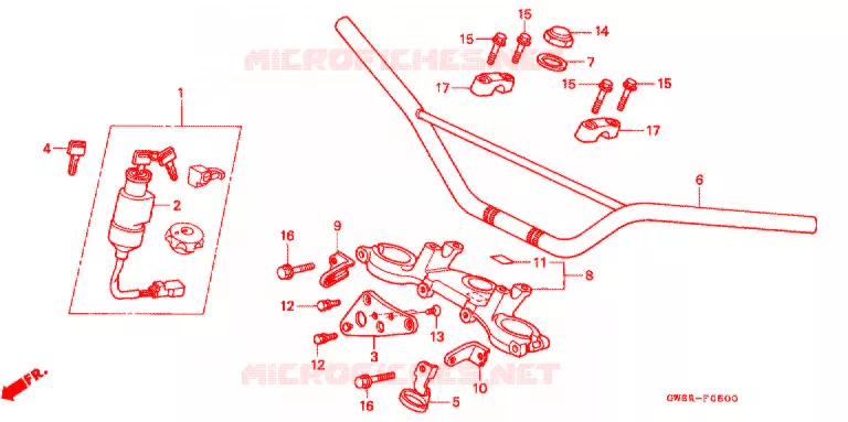 GUIDON - TE DE FOURCHE Honda MOTO 80 CRM 1997  CRM80V