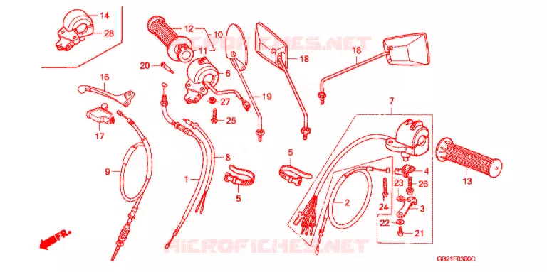 LEVIER DE GUIDON - CABLE - COMMODO Honda MOTO 50 CHALY 1996  CF50S