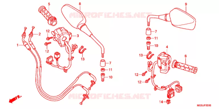 COMMODO - CABLE - RETROVISEUR Honda SCOOTER 700 INTEGRA 2012  NC700DC