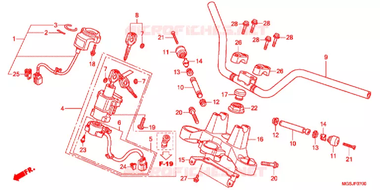 GUIDON - TE DE FOURCHE Honda SCOOTER 700 INTEGRA 2012  NC700DC